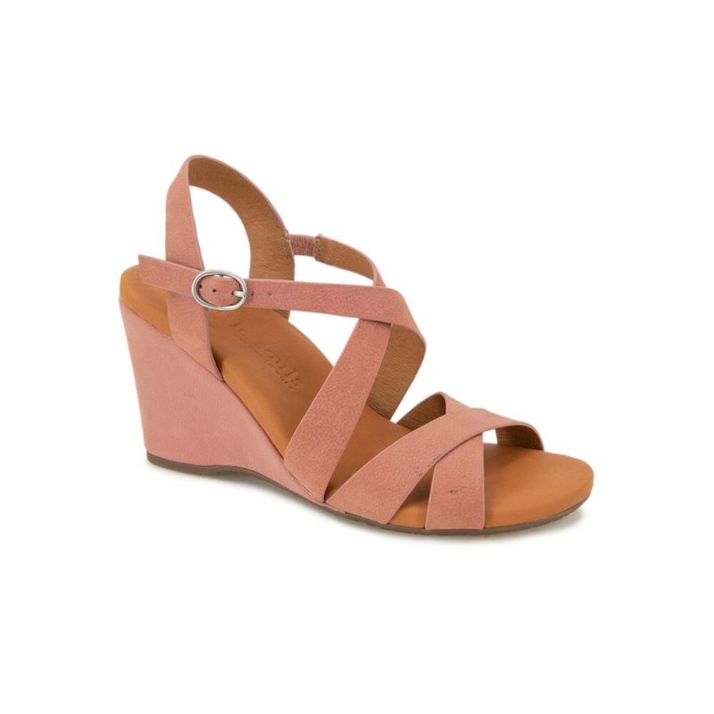 GENTLE SOULS KENNETH COLE Womens Pink Isla Toe Wedge Leather Heeled Sandal 5 M